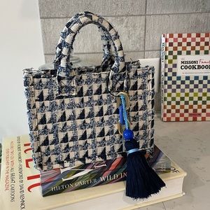 Blue Plaid Bag with Charm